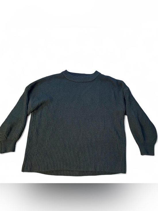 Other Other - Black Ribbed Knit Oversized Sweater Top Puff Sleeves size Small Womens